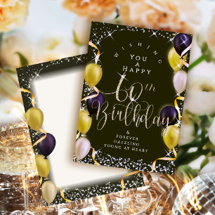 Carte Ballons Brillants 60 ans Joyeux Anniversaire Noir