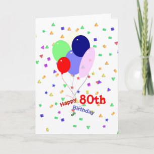 Carte Ballons colorés 80e anniversaire