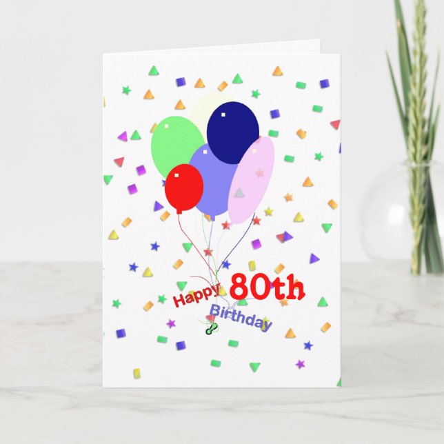 Carte Ballons colorés 80e anniversaire (Devant)