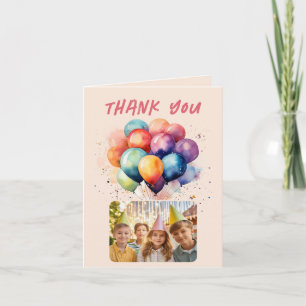 Carte Ballons Colorés Enfants Anniversaire Photo Merci