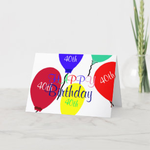 Carte Ballons Colorés pour les 40 Ans