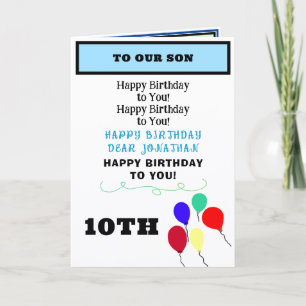 Carte Ballons Cupcakes Fête d'anniversaire de Fils NOM T