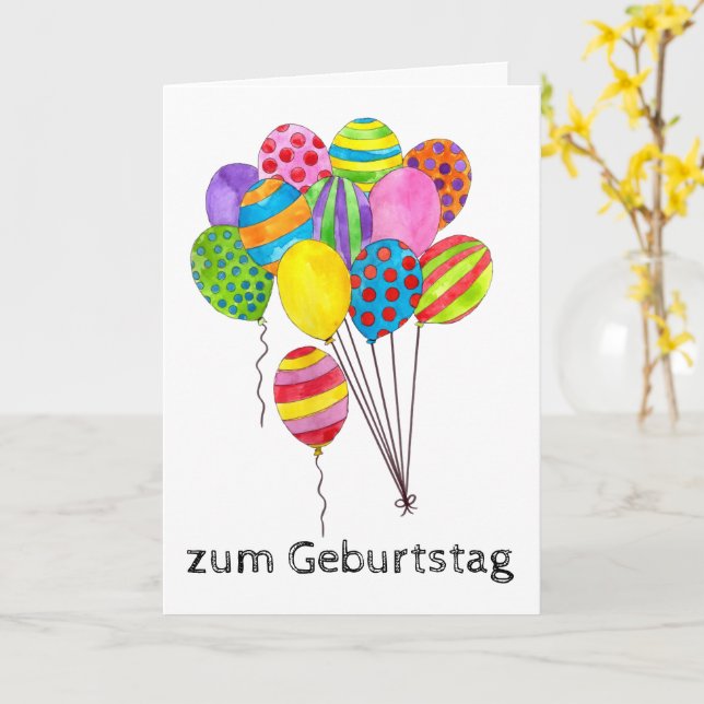 Carte Ballons d'anniversaire allemands (Fleur jaune)