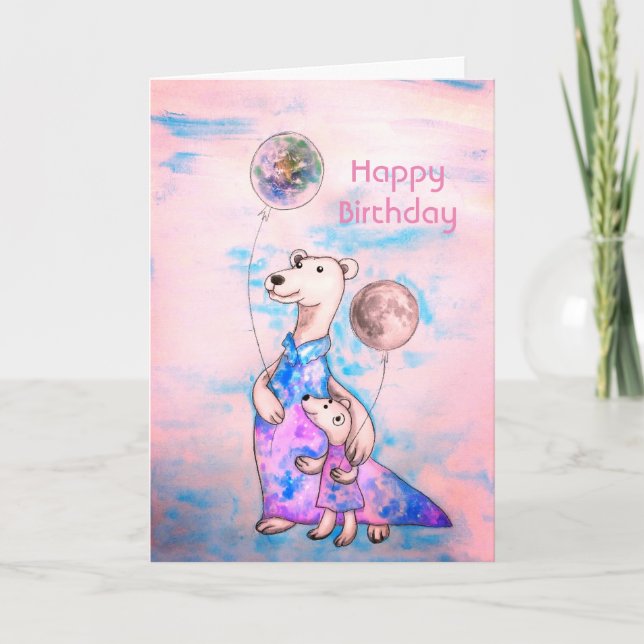 Carte Ballons d'anniversaire de l'ours polaire (Devant)