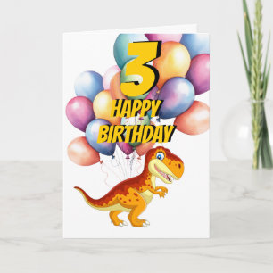 Carte Ballons d'anniversaire Dinosaur T Rex Gold 3