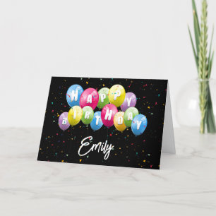 Carte Ballons d'anniversaire et Confetti
