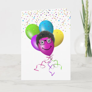 Carte Ballons d'anniversaire et Humour Confetti
