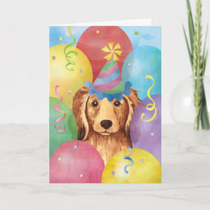 Carte Ballons d'anniversaire Longhhair Dachshund