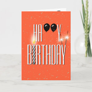 Carte Ballons d'anniversaire noirs avec des étincelants