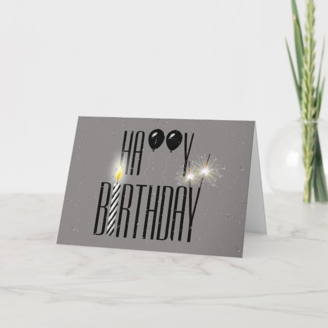 Carte Ballons d'anniversaire noirs avec Sparkler (Devant)