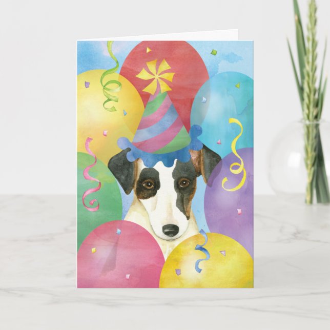 Carte Ballons d'anniversaire Smothday Fox Terrier (Devant)