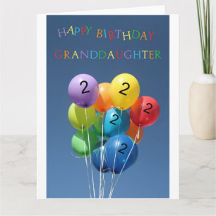 Carte Ballons de 2e anniversaire de petite-fille