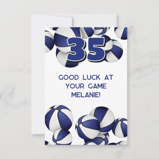 Carte ballons de basket bleus et blancs bonne chance pou (Devant)