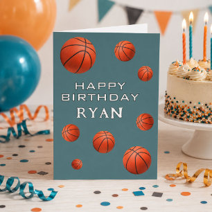 Carte Ballons de Basketball Personnalisés Joyeux Anniver