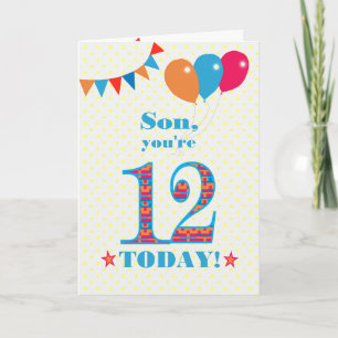 Carte Ballons de Bunting Son 12e anniversaire