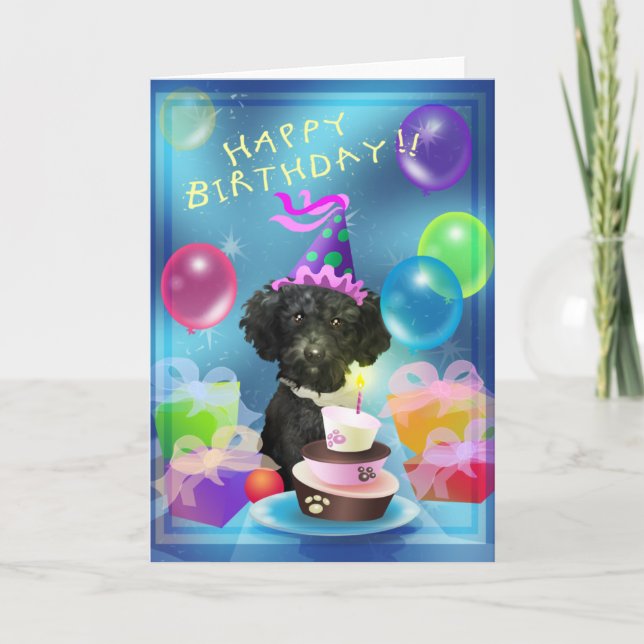 Carte Ballons de caniche de joyeux anniversaire (Devant)