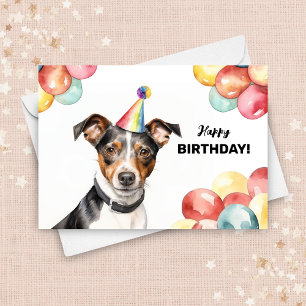 Carte Ballons de chien de Rat Terrier et Casquette de fê