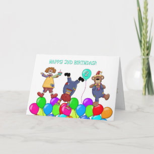 Carte Ballons de clowns du 2e anniversaire