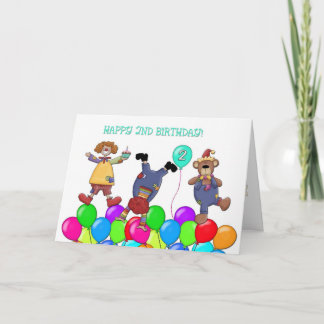 Carte Ballons de clowns du 2e anniversaire