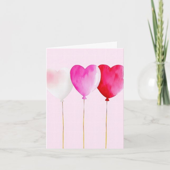 Carte Ballons de coeur rose mignon Salutation de Saint V (Devant)