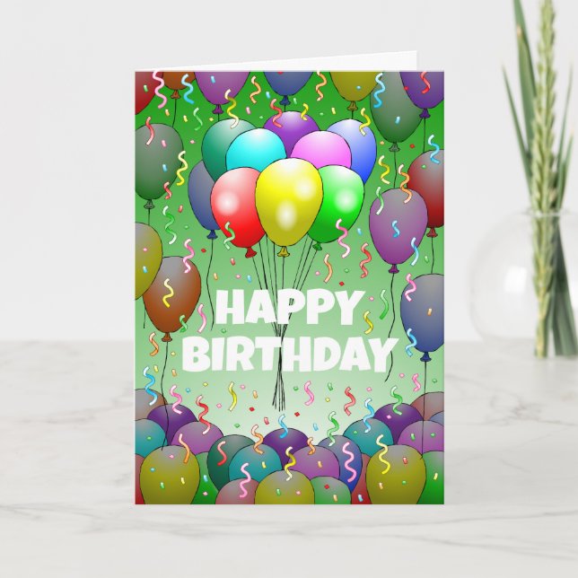 Carte Ballons de fête colorés et confettis (Devant)