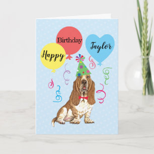 Carte Ballons de fête d'anniversaire Basset Hound