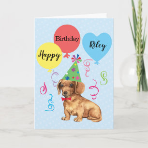 Carte Ballons de fête d'anniversaire Dachshund