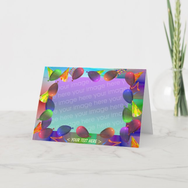 Carte Ballons de fête d'anniversaire et Casquettes (cadr (Devant)