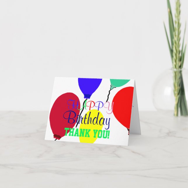 Carte Ballons de fête d'anniversaire Merci (Devant)