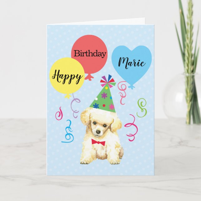 Carte Ballons de fête d'anniversaire Toy Poodle (Devant)