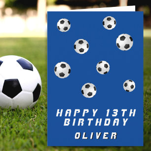 Carte Ballons de football Blue Boy Joyeux anniversaire