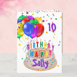Carte Ballons de gâteau d'anniversaire Ajouter un nom AG<br><div class="desc">Ajoutez le nom et l'âge des destinataires,  vous pouvez également modifier le texte à l'intérieur et fermer avec votre signature.</div>