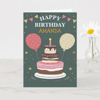 Carte Ballons de gâteau d'anniversaire personnalisés ave