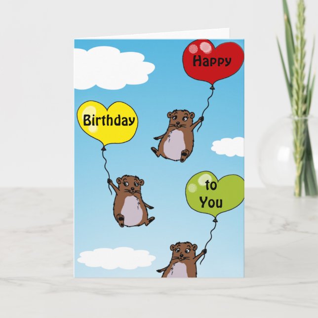 Carte Ballons de hamster, Joyeux anniversaire pour vous (Devant)