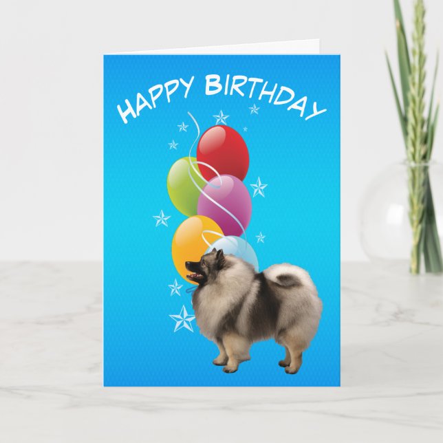 Carte Ballons de Keeshond et d'anniversaire (Devant)