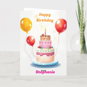 Carte Ballons de morceaux de gâteau mignonne Joyeux anni