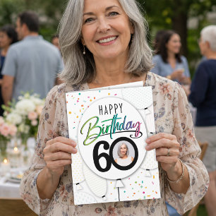 Carte Ballons de photo personnalisés pour 60e anniversai