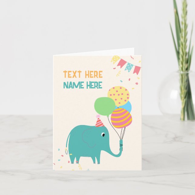 Carte Ballons d'éléphant mignons (Devant)