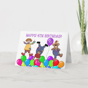 Carte Ballons des Clowns du 6e anniversaire