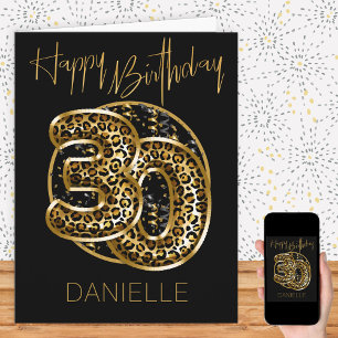 Carte Ballons en feuille d'or à impression léopard pour