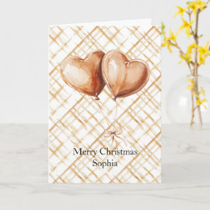 Carte Ballons en forme de cœur en caramel Noël