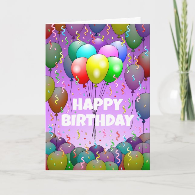 Carte Ballons et Anniversaire Confettis (Devant)