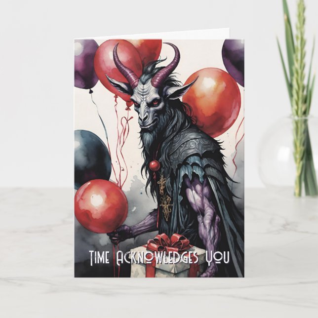 Carte Ballons et Cadeaux d'Anniversaire Baphomet Gothiqu (Devant)