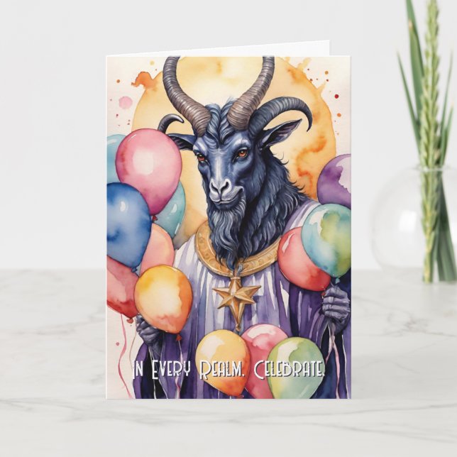 Carte Ballons et Cadeaux d'Anniversaire Baphomet Gothiqu (Devant)