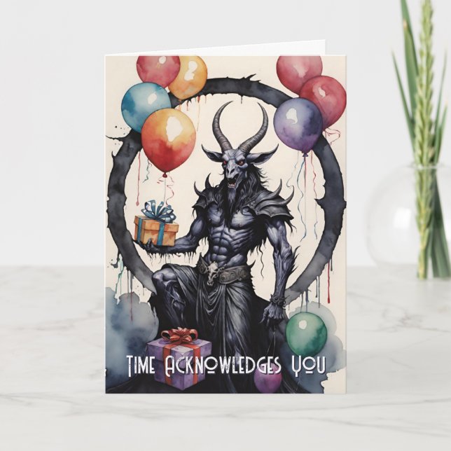 Carte Ballons et Cadeaux d'anniversaire Baphomet Gothiqu (Devant)