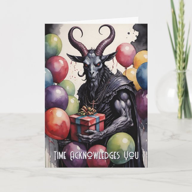 Carte Ballons et Cadeaux d'Anniversaire Baphomet Gothiqu (Devant)