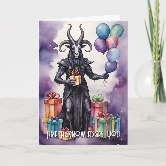 Carte Ballons et Cadeaux d'Anniversaire Baphomet Gothiqu (Devant)