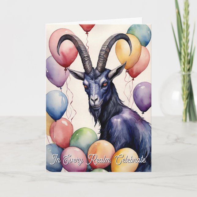 Carte Ballons et Cadeaux d'Anniversaire Baphomet Gothiqu (Devant)