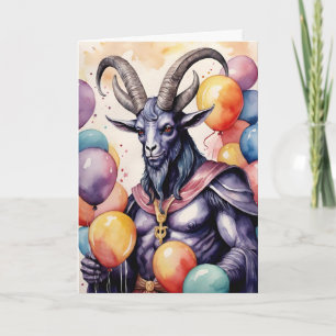 Carte Ballons et Cadeaux d'Anniversaire Baphomet Gothiqu