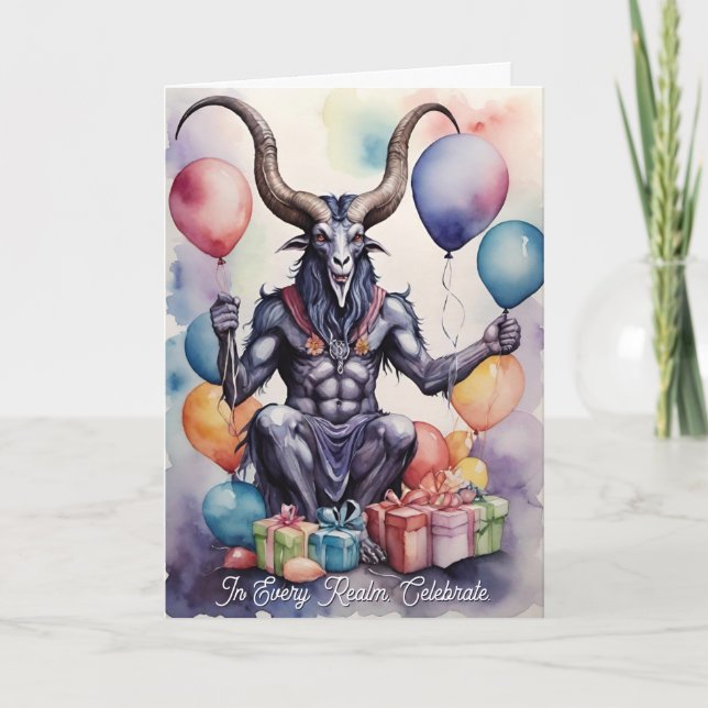 Carte Ballons et Cadeaux d'Anniversaire Baphomet Gothiqu (Devant)